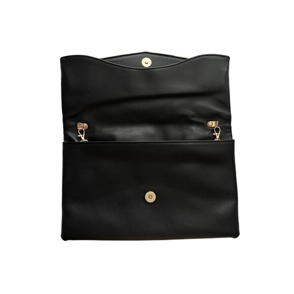 Urban Expression Crossbody Blue Black Croc Leather Gold Chain Flap Close Secure - Picture 2 of 8